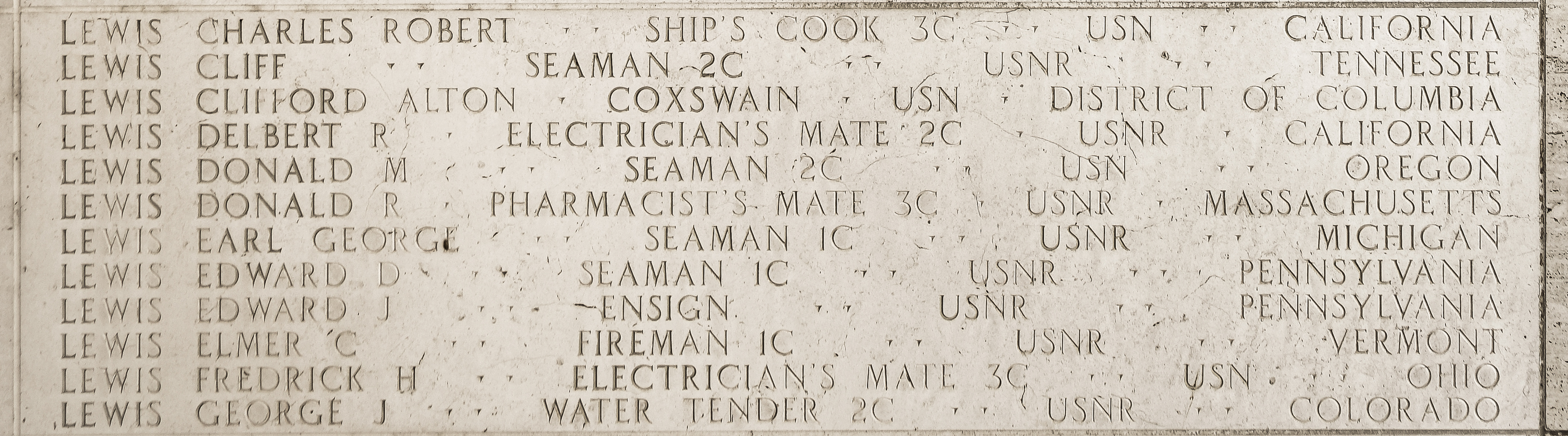 Fredrick H. Lewis, Electrician's Mate Third Class